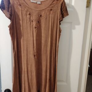 Raya Sun Tan Embroidered Dress/Coverup